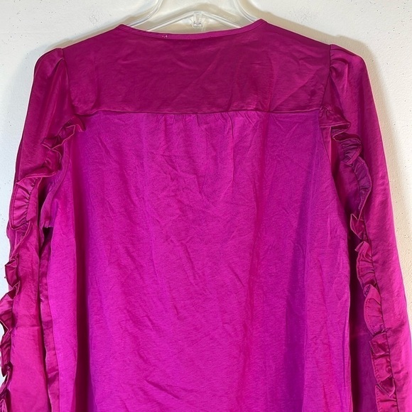 NWT. LOFT Small Petite Ruffle Sleeve Mix Media Blouse. - Picture 10 of 12